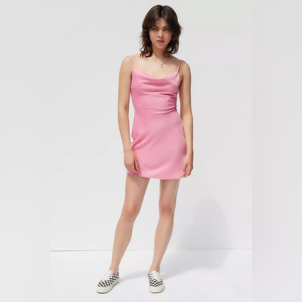 Urban Outfitters Mallory Cowl Neck Slip Dress - Pink